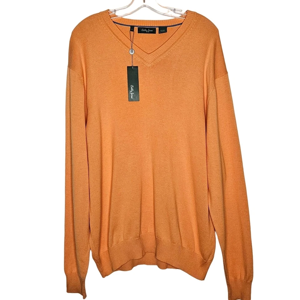 Suéter Bobby Jones Masculino Grande Laranja Algodão Pima Leve Preppy Golfe NOVO - Imagem 1 de 4