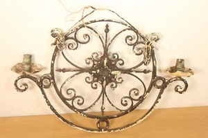 Antique Wrought Iron Hanging Chandelier Converted Gothic French 19th Century - Picture 1 of 15
