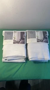 1 Pair 50x63 Blackout Henna Window Curtain Panel White - Threshold - Picture 1 of 8