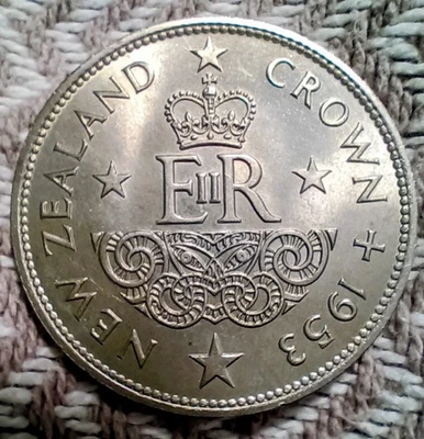 Nueva Zelanda Isabel II Coronación 1953 1 corona BU Foto 1 de 2