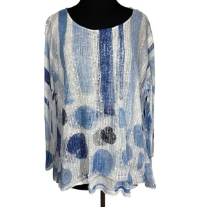 Top túnica de malla Jess & Jane Windmill Boucle con forro quemado azul talla 2X artístico - Imagen 1 de 11