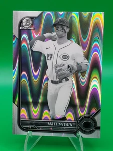 2022 Bowman Chrome Draft Matt McLain Black White RayWave Refractor CIN Reds - Picture 1 of 3