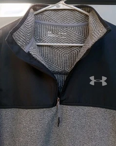 Under Armour COLDGEAR 1/4 Zip Fleece Pullover Jacket Men's Size XL Black & Gray  - Picture 1 of 10