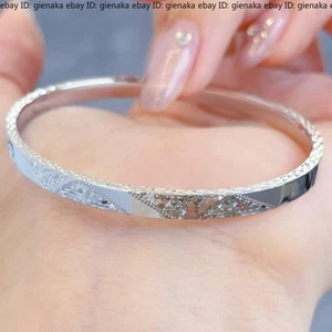 Real Pure Platinum 950 PT950 Women 4.2mm Shiny Bracelet Bangle ID54mm 13.3g - Picture 1 of 6