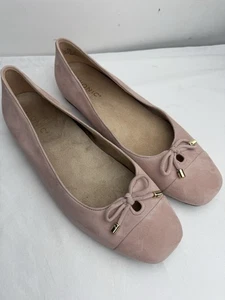 VIONIC Klara Suede Ballet Flat Shoes Womens 10 Pink Comfort Cap Toe Bow - Picture 1 of 8