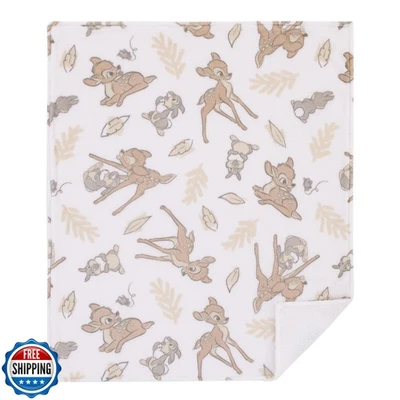 Disney B is for Bambi Tan, Gray, and White Super Soft Plush Sherpa Baby Blank - Image 1 of 4
