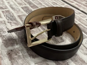 Trafalgar Herren Braun Leder Gürtel Cortina Gr. 36 Neu Karriere Luxus Glatt Gold - Bild 1 von 9