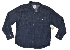 Levi's Men's Denim Western Pearl Snap Shirt Big & Tall Size 3XL Dark Wash NWT - Picture 1 of 8