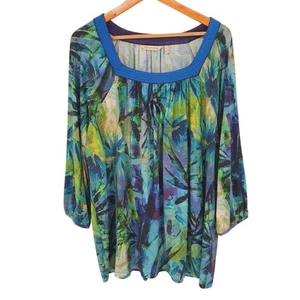 Soft Surroundings Odessa Floral Print 3/4 Sleeve Tunic Modest Church Size XL - Picture 1 of 8