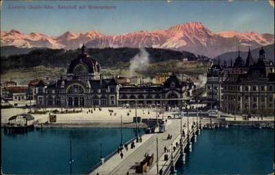 Postal vintage Lucerna Bahnhof Stanserhorn g144 Foto 1 de 2