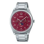 Casio Standard MTP-M300D-4AV Stainless Steel Moon Phase Red Dial Analog Watch