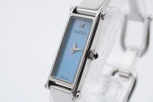 【EXC+5】Gucci 1500L Watch Quartz Women's Blue Dial Swiss Made Rectangle JAPAN - Picture 1 of 14