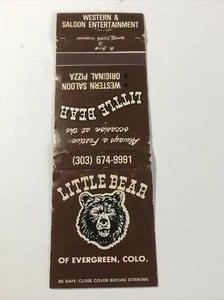 Vintage Little Bear Western Saloon Evergreen CO Streichholzschachtelhülle 1970er Werbung - Bild 1 von 3