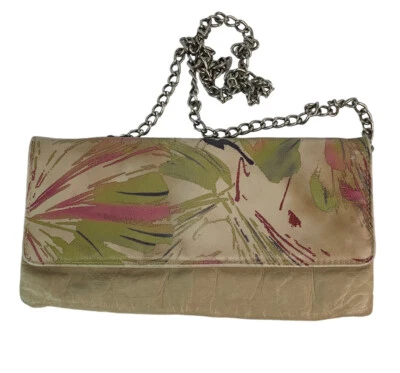 MAURIZIO TAIUTI Genuine Leather Crossbody Chain Strap Clutch Handbag Beige Sz S - Image 1 of 4