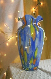 AMAZING multicolor drip glass vase fluted top unique gift for loved one# 6045 - Picture 1 of 10