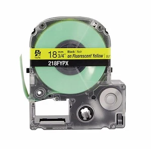 K-Sun 218FY Black on Fluorescent Yellow Tape 3/4" KSun Epson 218FYPX - Picture 1 of 2