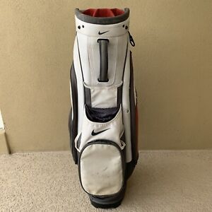 Nike Golf Bag 14 Way White Red Zipped Pockets Shoulder Strap