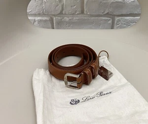 Auténtico cinturón de cuero clásico para mujer LORO PIANA Alsavel marrón claro talla 80/32 - Imagen 1 de 8
