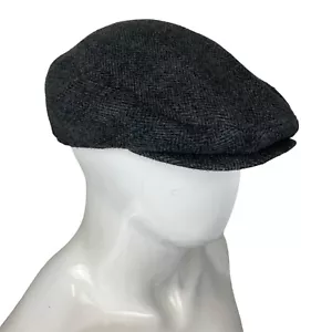 Chapeau Plat À Oreilles En Laine Tweed Vintage L 58cm Golf Mod Baker Boy Gris - Picture 1 of 6