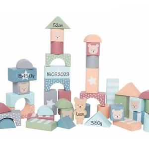 Personalised Building Blocks for Toddlers Teddy / With Storage Bag / Ju - Picture 1 of 7
