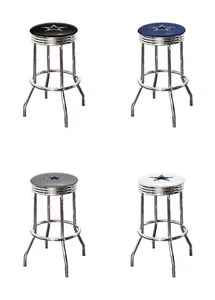 Bar Stool 31" Tall NFL Chrome Backless Swivel Seat Football Team Logo Decal - Picture 1 of 44