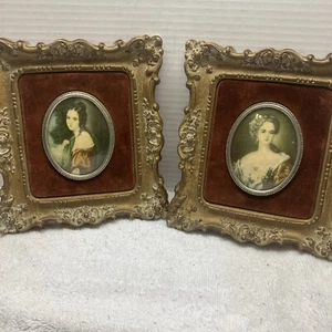 Vintage CAMEO CREATIONS Lady Portraits Picture Frames Lot Of 2 - Picture 1 of 9