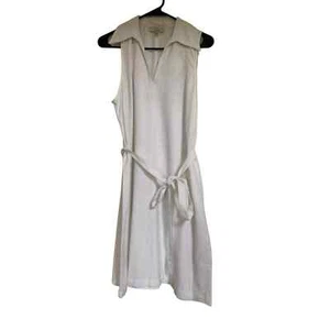 Signature by Robbie Bee Linen Blend White Large Womens Knee Length dress - Picture 1 of 5