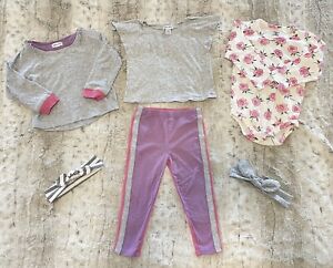 Baby Girl - 12 - 18 Month - Pink / Purple / Gray Matching Set Bundle 