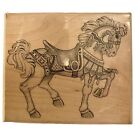 Mostly Animals Carousel Horse Rubber Stamp 183-S8  Wood Mount