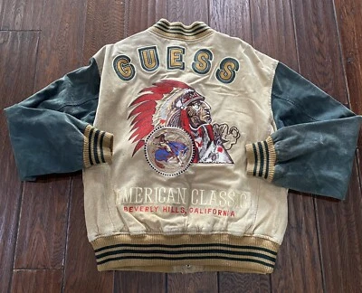Chaqueta de cuero Guess USA Indian Head vintage años 80 90 talla mediana  Foto 1 de 4