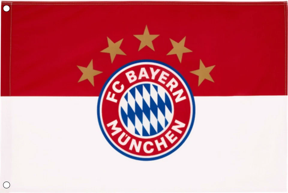 "FC Bayern München" - Fahne/Flagge, 5 Sterne und mit 2 Ösen 90 x 60 cm; Nr.828BÖ