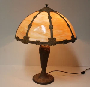 Antique Slag Glass Table Lamp – 18″ Diameter - Picture 1 of 8