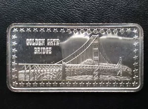 1973 Hamilton Mint Golden Gate Bridge HAM-12 Silver Art Bar A1354 - Picture 1 of 5