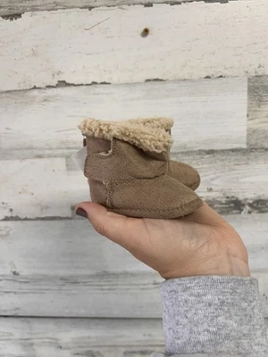 Newborn Girl Fuzzy Brown Shoes - Image 1 of 4