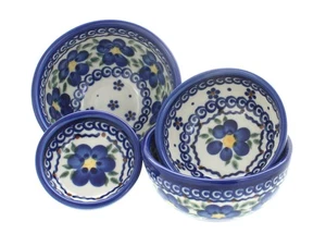 Blue Rose Polish Pottery Spring Blossom Measuring Bowl Set - Picture 1 of 1