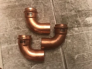 Lot Of 3 1 1/4" 90 Short Elbow Street Press x Press - COPPER Viega - Picture 1 of 4