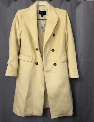 NEW ANN TAYLOR YELLOW PETITE WOOL BLEND TAILORED CHESTERFIELD COAT SIZE XSP - Image 1 of 4