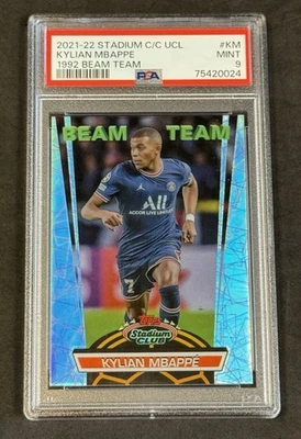 2021-22 Stadium Club UCL Kylian Mbappe 1992 Beam Team #BT-KM Mint PSA 9 - Image 1 of 2