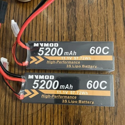 11.1V 3S LiPo Battery 2 Pack, 5200mAh 60C 57.72Wh RC Lipo 2 Batteries New - Image 1 of 4