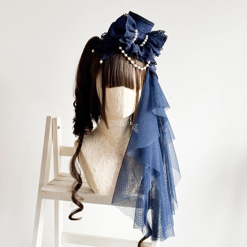 Diadema de encaje con volantes Lolita gótica dulce moño retro clip para tocado para mujer Foto 1 de 1