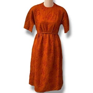 Vintage 50s 60s Anne Fogarty Orange Fall Wool Sheath Wiggle Secretary Dress S - Picture 1 of 9