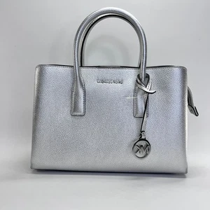 MICHAEL MICHAEL KORS Ruthie Satchel Silber Leder Tasche Elegant Handtasche - Bild 1 von 13