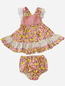 RICRAC AND RUFFLES Toddler Girls 24MOS Lemon Flowers Dress And Bloomer 2PC Set - Picture 1 of 7