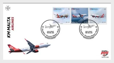 马耳他 2024 马尔特 KM 马耳他航空公司 航空航空飞机 飞机 3v FDC PJ — 第 1/2 张图片