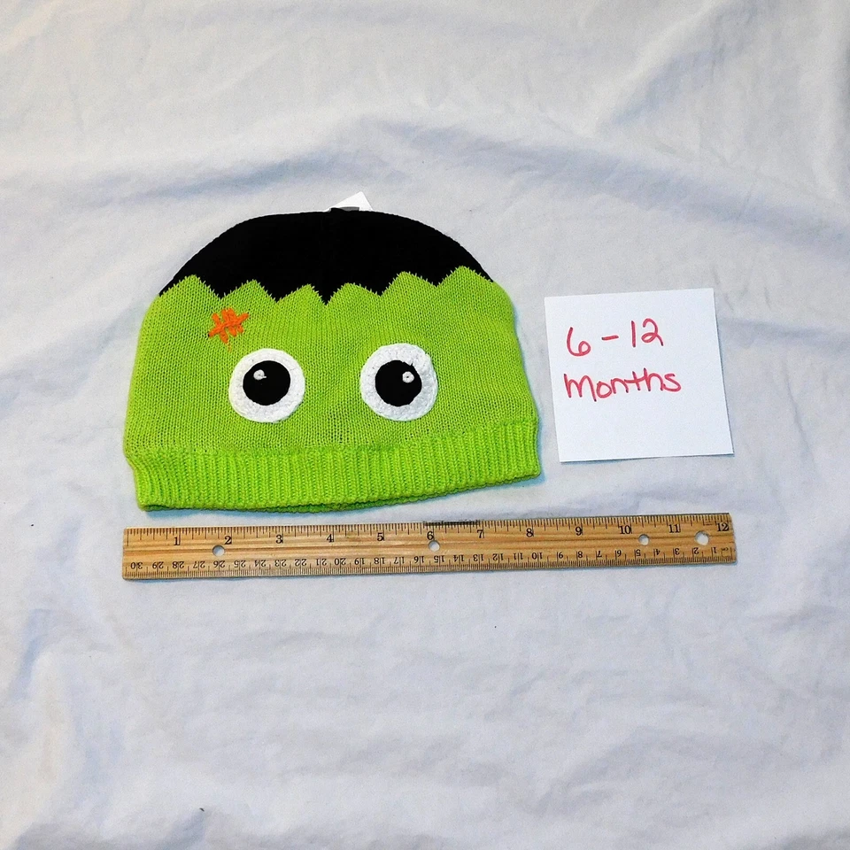 Новый Baby первый Хэллоуин Франкенштейн монстр вязаная шляпа 0-6 и 6-12 месяцев унисекс - Изображение 1 из 1