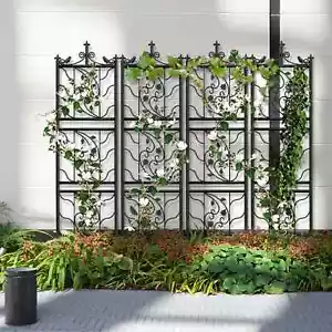 Garden Trellis Decorative Tall Metal Fence Black Lattice Panel Yard Corner - Picture 1 of 24