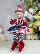 Cynthia Rowley 4th of July Patriotic American Elf Fairy Doll 16in Shelf Sitter