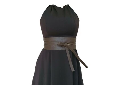 Brown Leather Obi Belt, Stylish Women Wrap Belt, Sash Wide Belts, Sam - Image 1 of 4