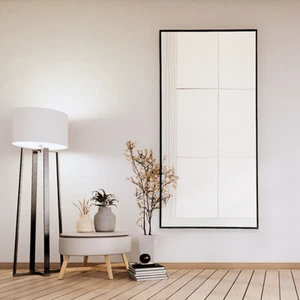 Black Aluminium Full Body Mirror 70x140cm Minimalist Wall Mounted Entry Bedroom - Picture 1 of 4
