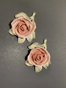 2 Vintage Karl Volkstedt ENS rosa Rosen Porzellan Deko Tischdekor markiert - Bild 1 von 10